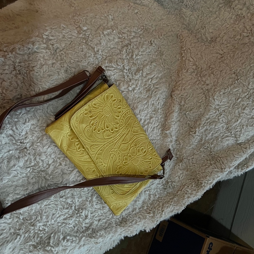 Tooled leather crossbody